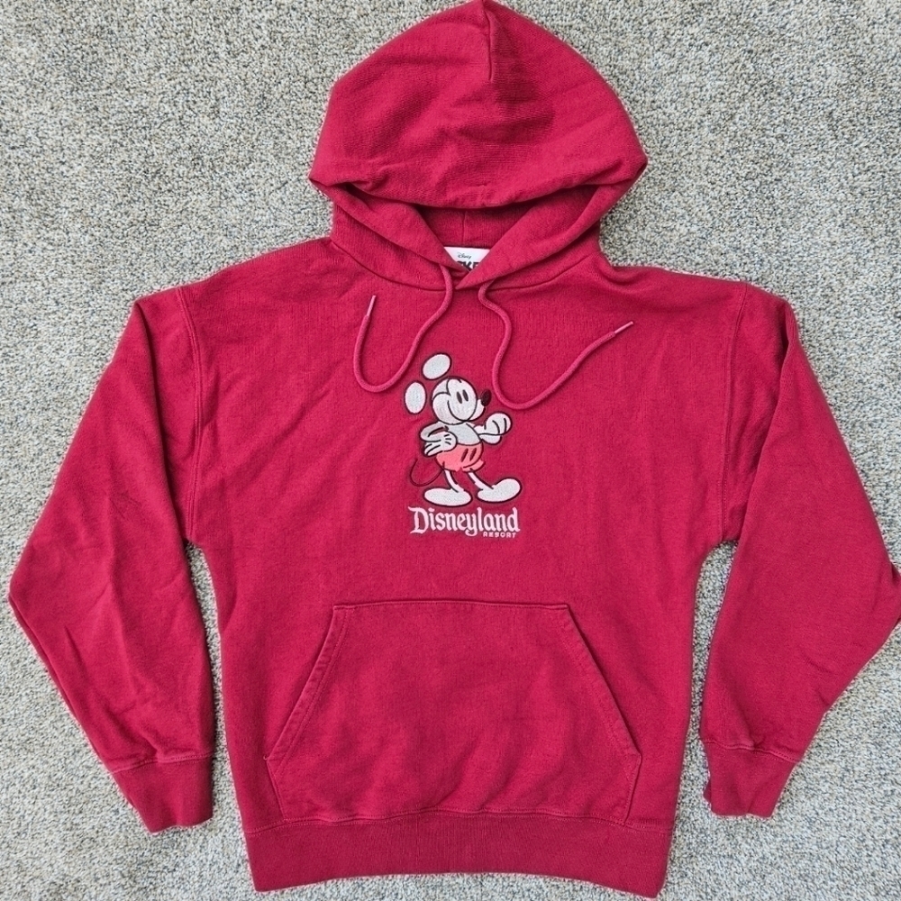 DISNEYLAND SWEATSHIRT MICKEY & FRIENDS RED HOODIE PULLOVER WOMENS XS RARE